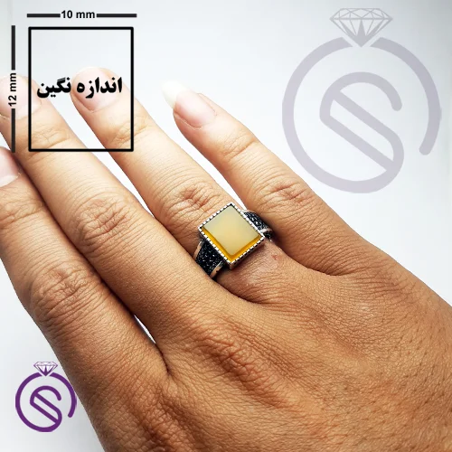 انگشتر نقره شرف الشمس مردانه مدل تاجیک