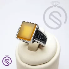 انگشتر نقره عقیق زرد شرف الشمس مردانه مدل تاجیک کد 62482