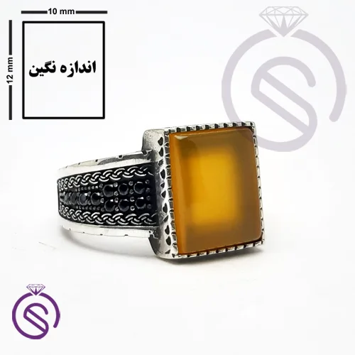 انگشتر نقره شرف الشمس مردانه مدل تاجیک