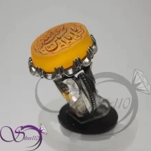 13413انگشتر نقره عقیق زرد شرف الشمس مردانه مدل یا اباعبدالله کد 12128