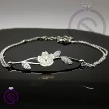 دستبند نقره صدف زنانه مدل گل