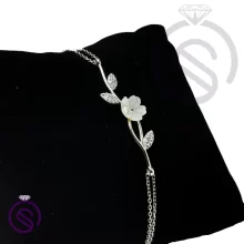 دستبند نقره صدف زنانه مدل گل