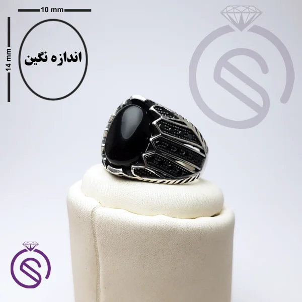 انگشتر عقیق سیاه مدل شروین