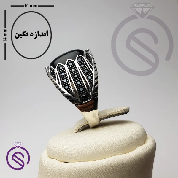 انگشتر عقیق سیاه مدل شروین