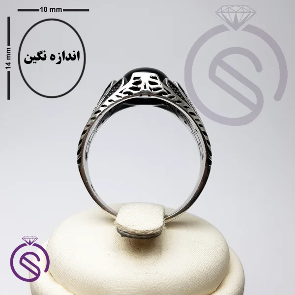 انگشتر عقیق سیاه مدل شروین
