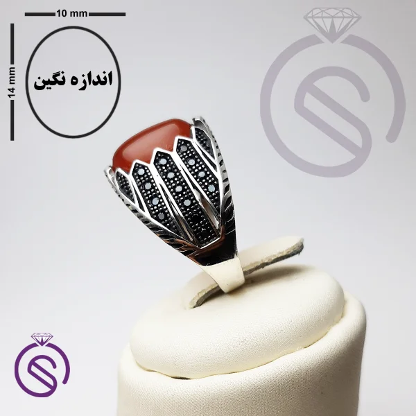 انگشتر عقیق قرمز مدل شروین