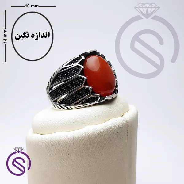 انگشتر عقیق قرمز مدل شروین