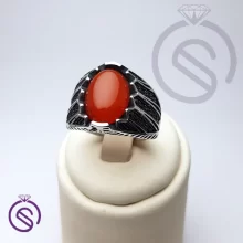 انگشتر نقره عقیق قرمز مردانه مدل شروین کد 62369