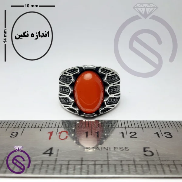 انگشتر عقیق قرمز مدل شروین