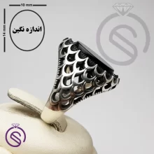 انگشتر نقره عقیق سیاه مردانه مدل آرتین