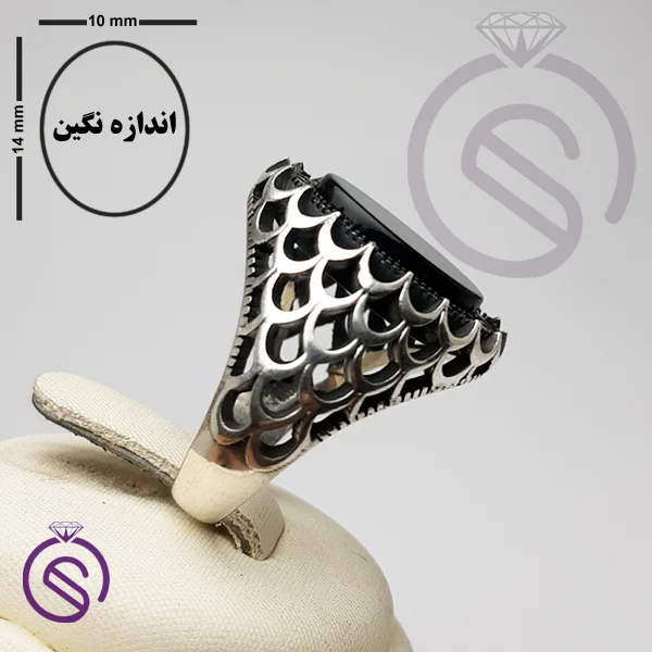 انگشتر نقره عقیق سیاه مردانه مدل آرتین