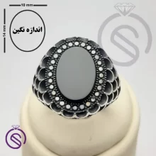 انگشتر نقره عقیق سیاه مردانه مدل آرتین