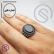 انگشتر نقره عقیق سیاه مردانه مدل آرتین