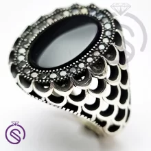 انگشتر نقره عقیق سیاه مردانه مدل آرتین کد 62503