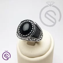 انگشتر نقره عقیق سیاه مردانه مدل نیما کد 62591