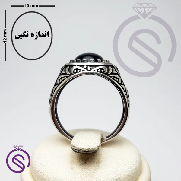 انگشتر نقره عقیق سیاه مردانه مدل نیما