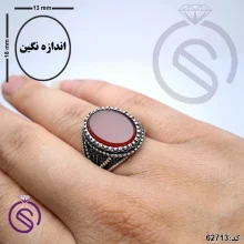 انگشتر نقره عقیق قرمز مردانه مدل سینا