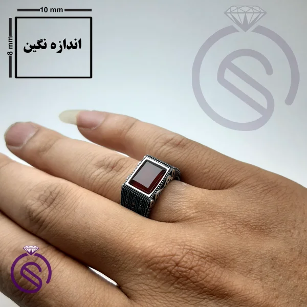 انگشتر نقره عقیق قرمز مدل ایمان