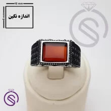 انگشتر نقره عقیق قرمز مدل ایمان