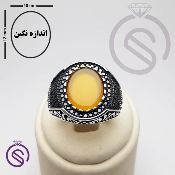 انگشتر نقره عقیق زرد شرف الشمس مردانه مدل نیما
