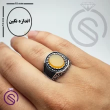 انگشتر نقره عقیق زرد شرف الشمس مردانه مدل نیما