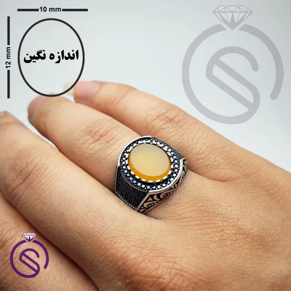 انگشتر نقره عقیق زرد شرف الشمس مردانه مدل نیما