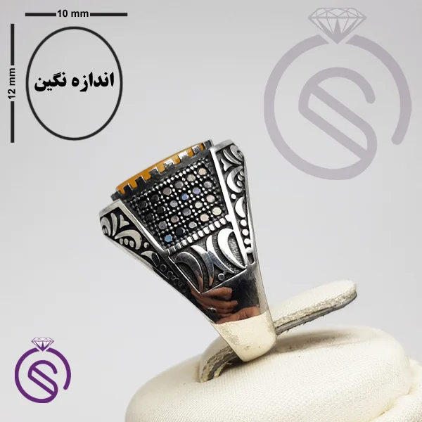 انگشتر نقره عقیق زرد شرف الشمس مردانه مدل نیما