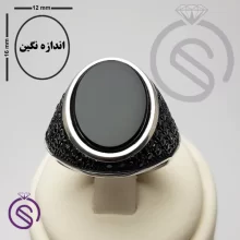 انگشتر عقیق سیاه مدل استفان