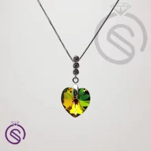 گردنبند نقره زنانه سوارسکی مدل قلب 3 نگین