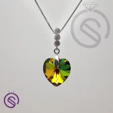 گردنبند نقره زنانه سوارسکی مدل قلب 3 نگین