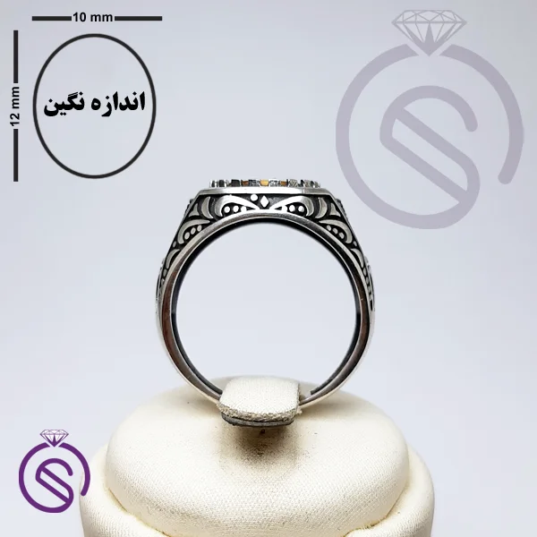 انگشتر نقره چشم ببر مردانه مدل نیما