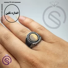 انگشتر نقره چشم ببر مردانه مدل نیما