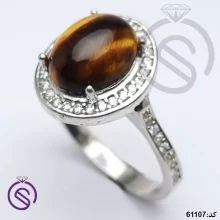 27565انگشتر نقره چشم ببر زنانه مدل مهتا کد 61107
