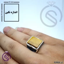 انگشتر نقره چشم ببر مردانه مدل هرمان