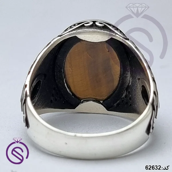 انگشتر نقره چشم ببر مردانه کد 62632