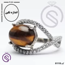 انگشتر نقره چشم ببر زنانه مدل بینهایت