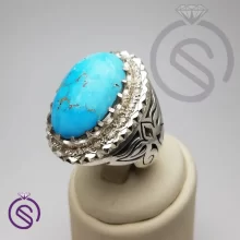 انگشتر نقره فیروزه مردانه مدل احسان کد 32101