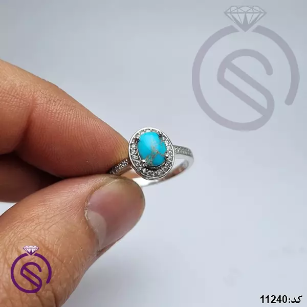 انگشتر نقره فیروزه نیشابور زنانه کد 11240