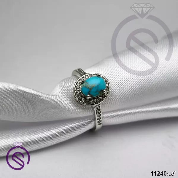 انگشتر نقره فیروزه نیشابور زنانه کد 11240