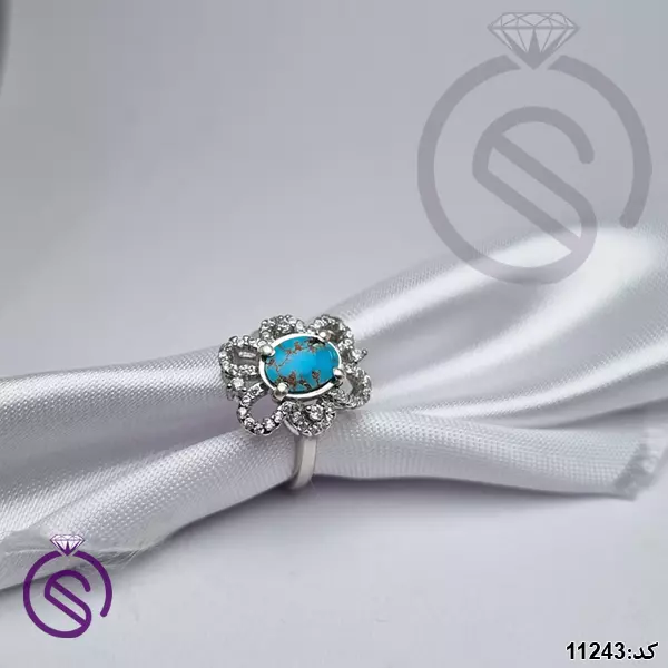 انگشتر نقره فیروزه نیشابور زنانه کد 11243