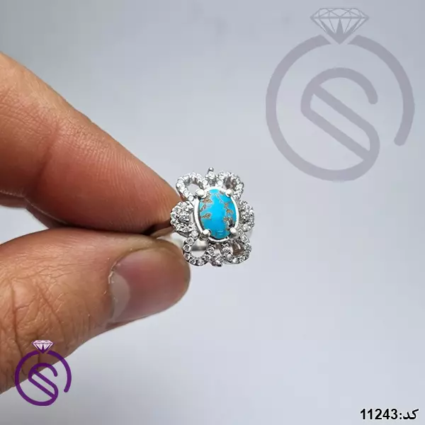 انگشتر نقره فیروزه نیشابور زنانه کد 11243