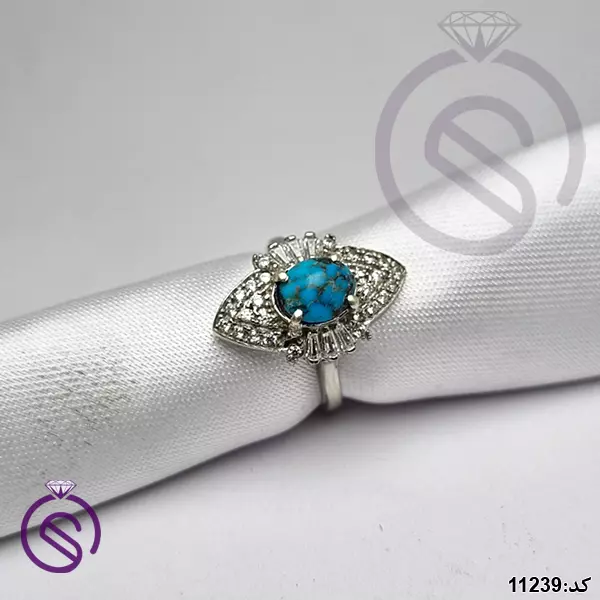 انگشتر نقره فیروزه نیشابور زنانه کد 11239