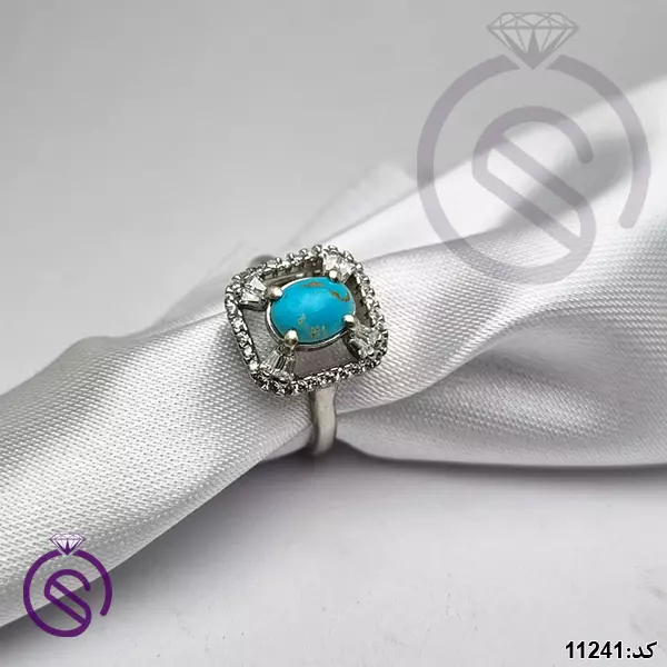 انگشتر نقره فیروزه نیشابور زنانه کد 11241