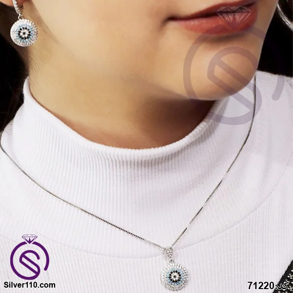 نیم ست نقره زنانه چشم و نظر مدل دایره کد 71220