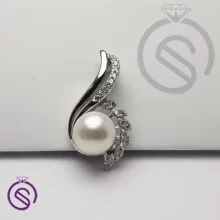 گردنبند نقره زنانه مروارید مدل گندم کد 11418