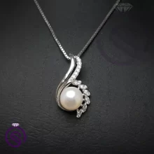 گردنبند نقره زنانه مروارید مدل گندم