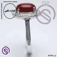 انگشتر نقره عقیق قرمز زنانه مدل مهتا