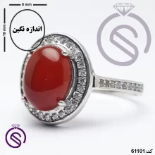 انگشتر نقره عقیق قرمز زنانه مدل مهتا