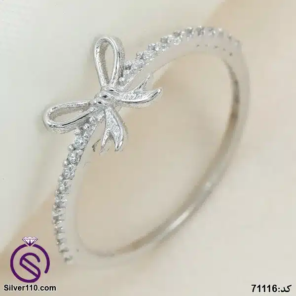Women's silver bow tie model code 71116 انگشتر نقره زنانه مدل پاپیون کد 71116