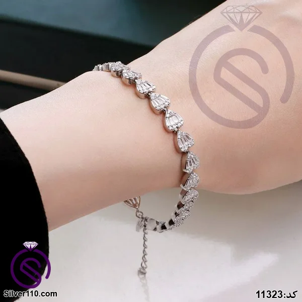 دستبند نقره زنانه مدل قلب کد 11323